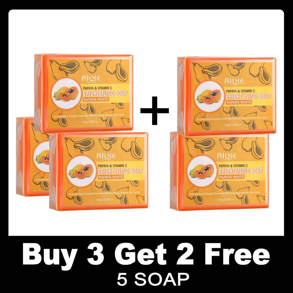 AILKE Skin Whitening Handmade Soap -Organic Papaya Soap For Black Spots, Clean Stains, Improves Dull Skin, Face & Body & Hands - PrimeandBeauty