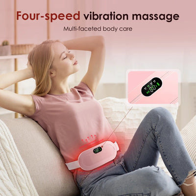 Electric Period Cramp Massager Vibrating Heating Belt for Menstrual Waist Stomach Abdominal Warm Palace Belt - PrimeandBeauty