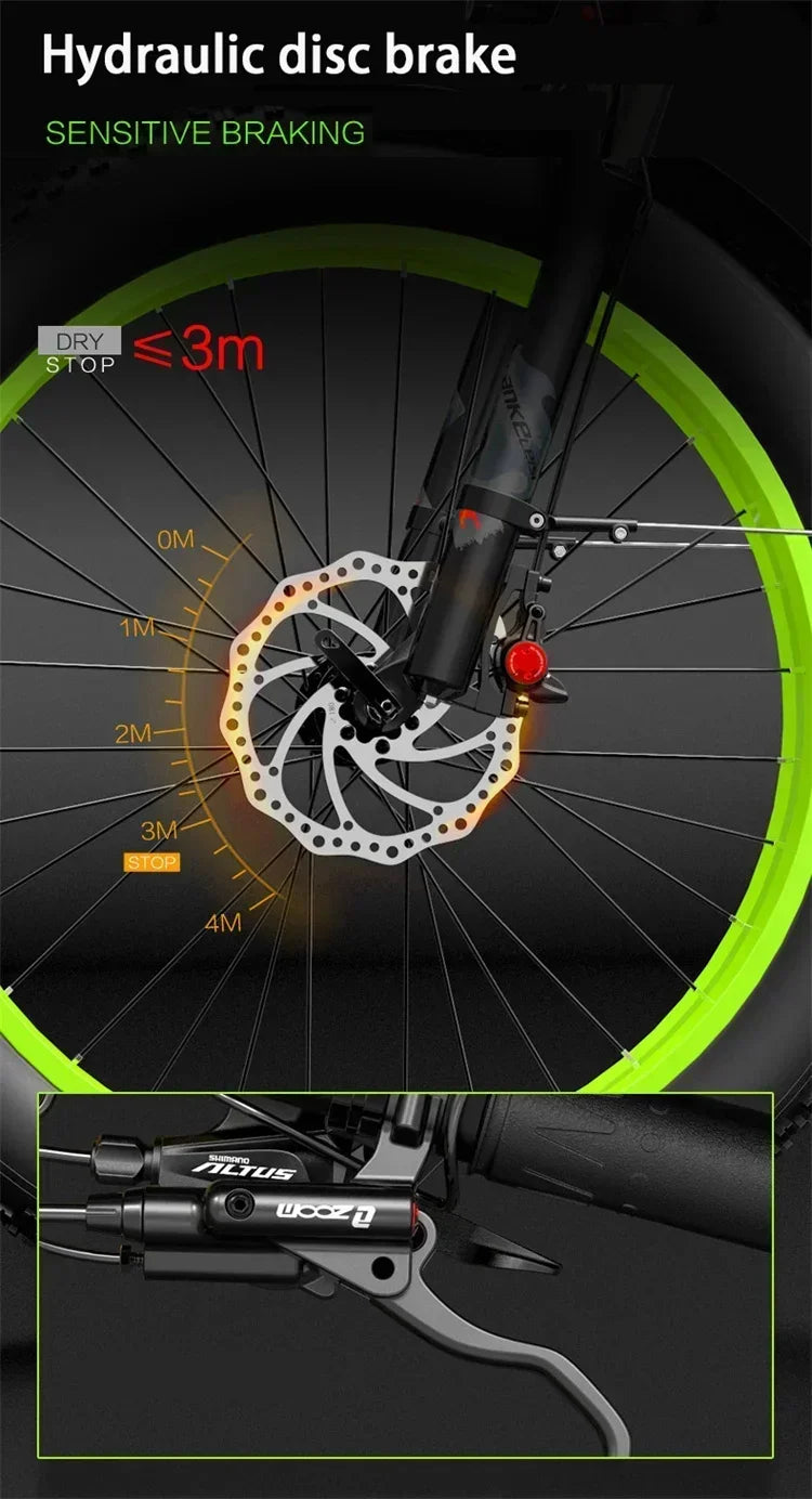 E-bike Vélo électrique à grosse opathie pour adulte, Moteur 1000W, batterie 17,5 AH, 7 vitesses, carton hydraulique, XC4000