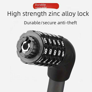 [Anti-Theft Bike Lock] 5-Digit Password Bicycle Lock | Anti-Theft Electric Bike Lock With Steel Cable And Wire - PrimeandBeauty