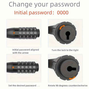 [Anti-Theft Bike Lock] 5-Digit Password Bicycle Lock | Anti-Theft Electric Bike Lock With Steel Cable And Wire - PrimeandBeauty