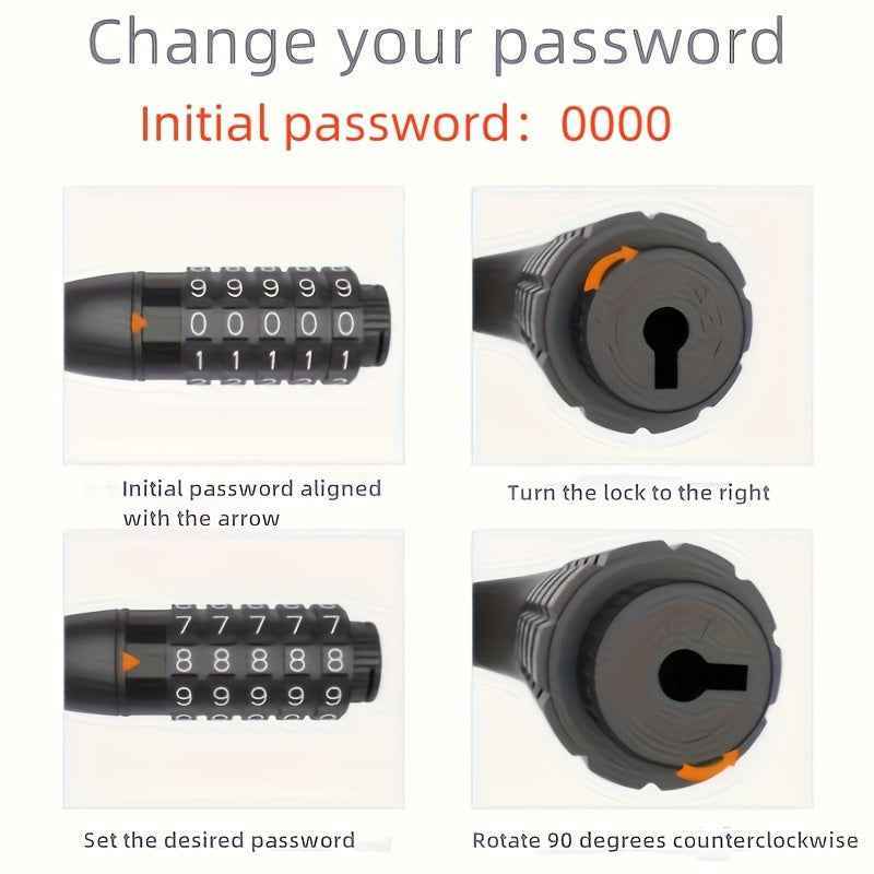 [Anti-Theft Bike Lock] 5-Digit Password Bicycle Lock | Anti-Theft Electric Bike Lock With Steel Cable And Wire - PrimeandBeauty