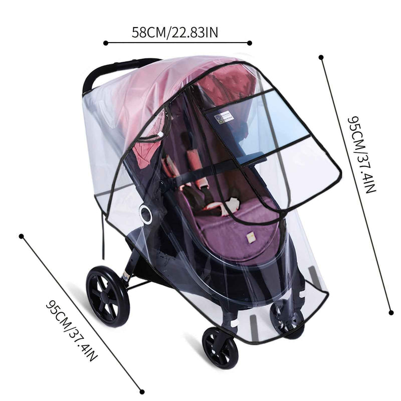 Baby Stroller Rain Cover - Waterproof Windproof Dustproof Snow Cover with Transparent Panels & Ventilation, Durable Plastic Adjustable Straps for All-Weather Protection, Stroller Accessories, - PrimeandBeauty