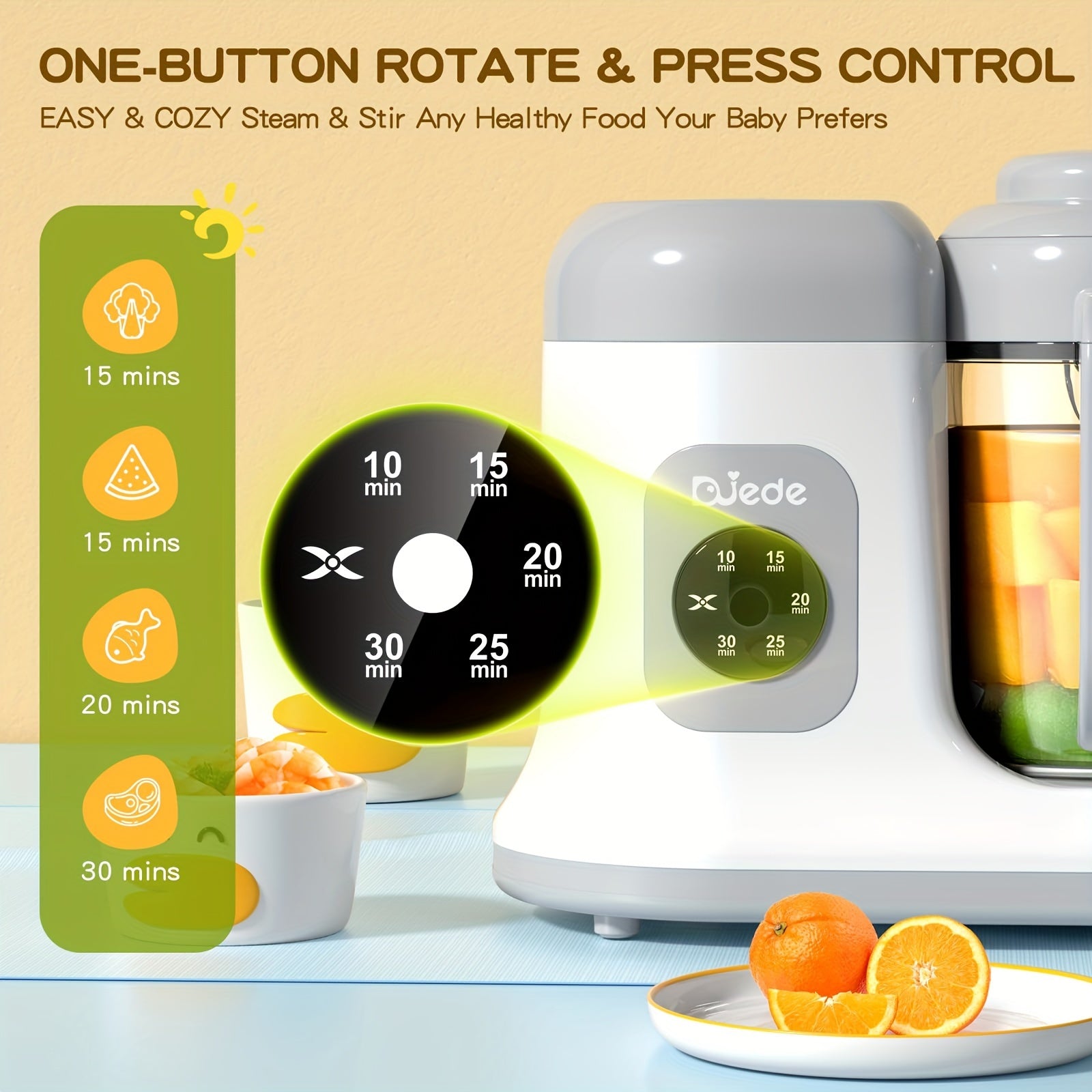 Youngsters Food Maker - Auto Cooking, One Button Control | Processor Steamer Puree Blender for Healthy Homemade Food, White - PrimeandBeauty