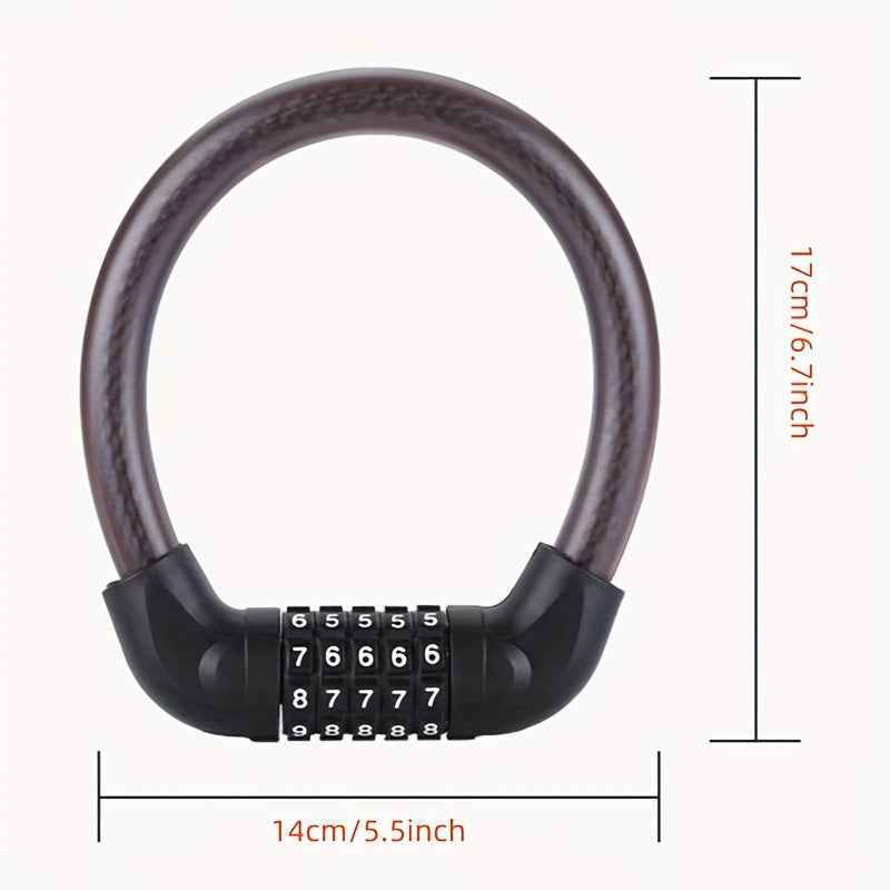 [Anti-Theft Bike Lock] 5-Digit Password Bicycle Lock | Anti-Theft Electric Bike Lock With Steel Cable And Wire - PrimeandBeauty